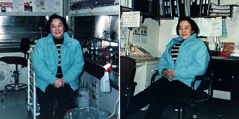 1988～1992年 NIH/NCI留学時代のラボのクリーンベンチ（左）とオフィス（右）